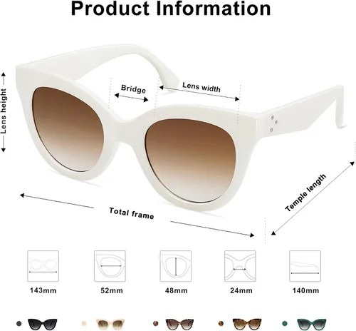 Vista 5 de SOJOS Gafas de sol retro de gran tamaño para mujer, estilo vintage, de moda, SJ2074