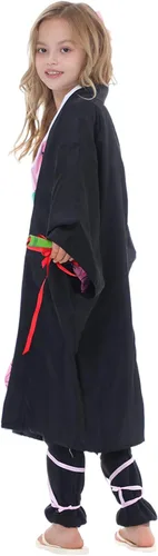 Vista 5 de Anime Cosplay Costume Women Girls Cosplay Kimono Full Set Black Uniform Halloween Cosplay Outfits for Kids and Adults