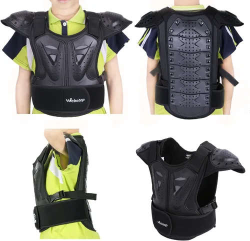 Vista 2 de Webetop chaleco armadura protector de columna vertebral y tórax para moto todo terreno para niños, equipo de protección para moto todo terreno