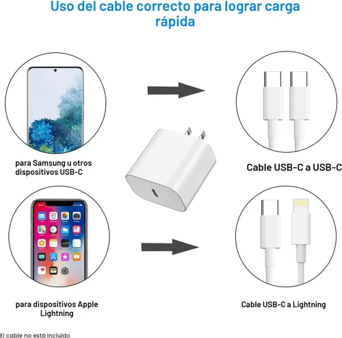 Vista 4 de Bloque de carga USBC para enchufe de carga de iPhone 17, certificado MFI rápido USB C cubo de pared, paquete de 2 adaptadores de corriente