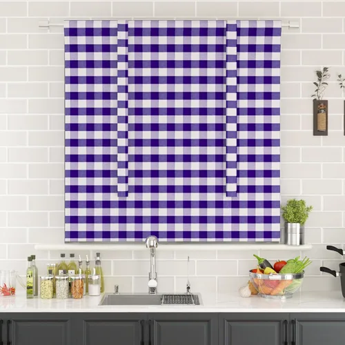 Vista 186 de Cenefas de cortina para ventana de 16 pulgadas de largo, 2 paneles de cuadros búfalo, cortinas pequeñas con bolsillo para barra, estilo clásico