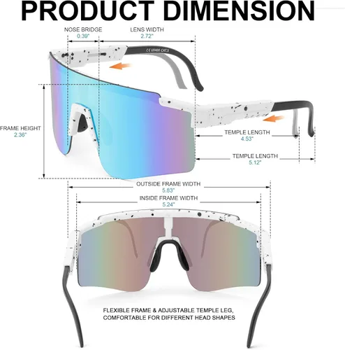 Vista 2 de ROIBEAO Gafas de Ciclismo Profesionales para Hombre y Mujer, Lentes de Sol Deportivos con Protección UV para Béisbol, Ciclismo, Correr, Conducir