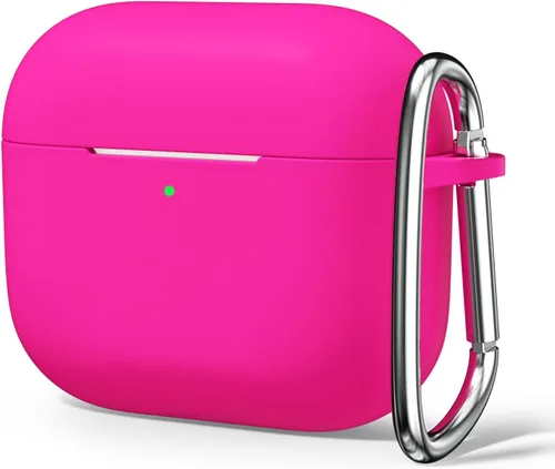 Vista 41 de Oakxco Funda de silicona para Airpods 3, bonita funda rígida femenina para Airpods de 3ª generación con llavero, gel de goma colorido suave de TPU