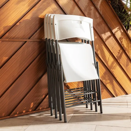 Vista 8 de LIFETIME 80191 Silla plegable comercial ligera, granito blanco con marco gris, paquete de 4