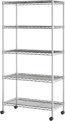 Vista 13 de Seville Classics Unidad de Almacenamiento de Estantería de Alambre de Acero Sólido con Estantes Ajustables, Estante Organizador, para el Hogar, Negro