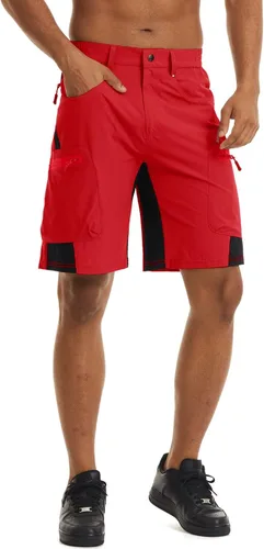 Vista 3 de CRYSULLY Pantalones cortos de senderismo para hombre, ligeros, de secado rápido, con 5 bolsillos