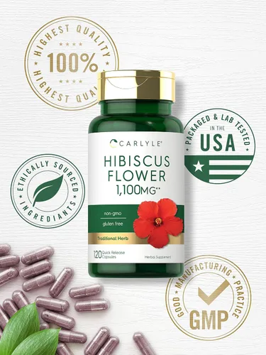 Vista 5 de Carlyle Extracto de flor de hibisco 120 cápsulas Suplemento sin OMG, sin gluten