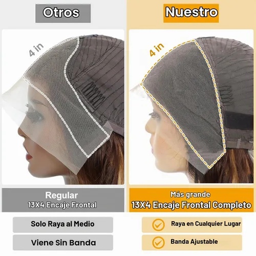 Vista 4 de Peluca de cabello humano ondulado con encaje frontal de 13 x 4, FB30, peluca de cabello humano con reflejos FB30, 200% de densidad, peluca balayage