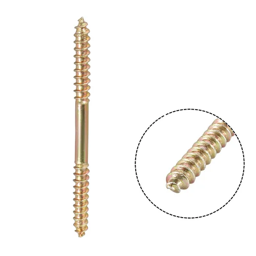 Vista 4 de uxcell Pernos de suspensión de 0.197 x 2.559 in, 12 tornillos de rosca autorroscante de doble extremo de madera a madera para conexión de madera