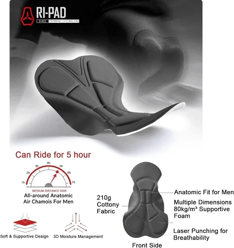 Vista 3 de Baberos de ciclismo para hombre, pantalones cortos de ciclismo para hombre, bicicleta de carretera, transpirables, acolchados, pantalones cortos