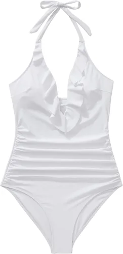 Vista 48 de SUUKSESS Traje de baño sexy de una pieza con volantes y control de abdomen para mujer