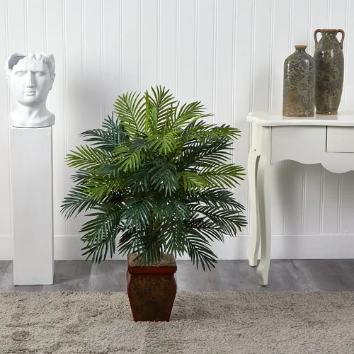 Vista 4 de Nearly Natural Areca con maceta decorativa planta de seda