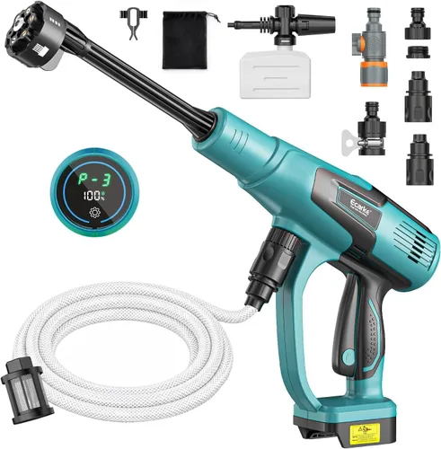 Vista 10 de Ecarke Herramienta de limpieza inalámbrica para automóvil compatible con baterías DeWalt de 20 V, herramienta de limpieza manual de 1200 PSI Amarillo