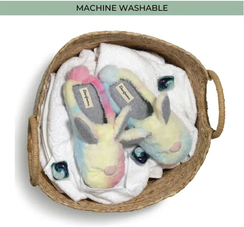 Vista 6 de Dearfoams Easter Basket Stuffers Gifts for Kids Family Matching Fuzzy Bunny Slippers