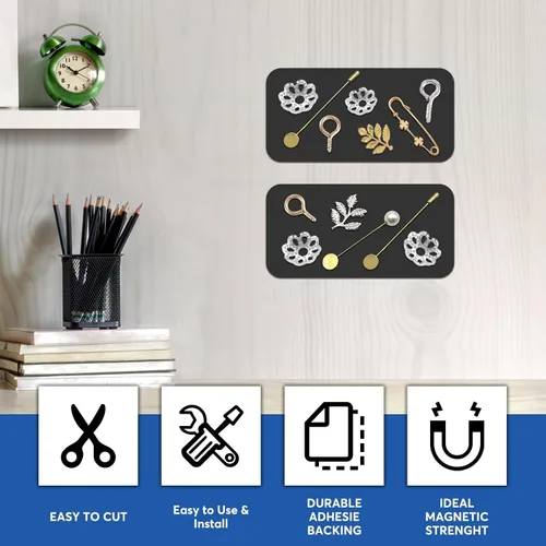 Vista 5 de Tiras Magnéticas Flexibles (2.54x7.62 cm / 75x25x2 mm) con Adhesivo 3M en la Parte Posterior – Fuertes Imanes de Nevera para DIY, Manualidades