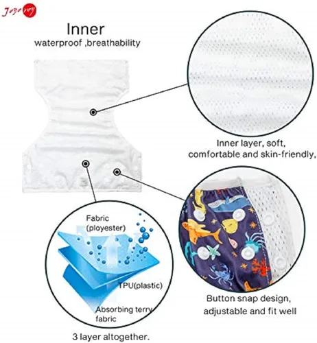 Vista 3 de Pañales de natación impermeables y reutilizables para niños pequeños (0T-2T (paquete de 2), niños 2)