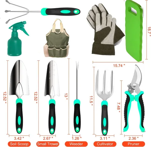 Vista 2 de Herramientas de jardinería - Herramientas de jardín de acero inoxidable regalos de jardinería para mujeres pala paleta tenedor rastrillo guantes