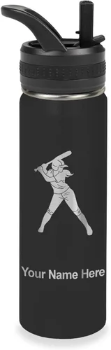 Vista 17 de LaserGram Botella de agua personalizada de 32 onzas, jugador de softbol Regalo grabado para jugadores de sóftbol, acero inoxidable aislado al vacío