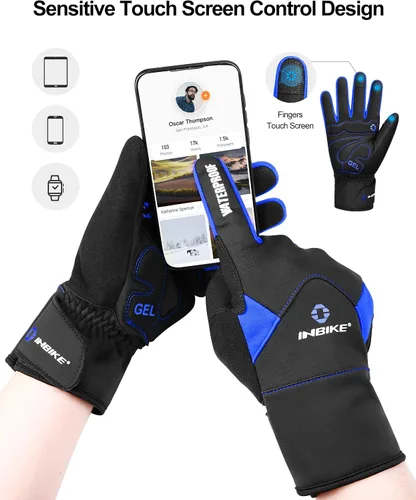 Vista 5 de INBIKE Winter Cycling Gloves for Men Women Cold Weather Thermal Windproof Gel Bike Gloves Touch Screen