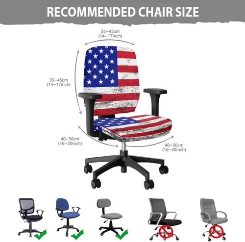 Vista 3 de American Flag Chair Covers Stretchy Office Chair Armrest Covers 4-Pc Set Reusable Soft Patriotic Computer Cover Slipcovers for Game Room and Office
