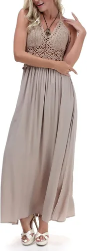 Vista 5 de Lilbetter - Vestido largo con croché sin espalda bohemio halter para mujer