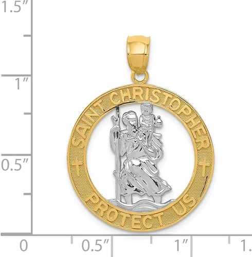 Vista 3 de Colgante de San Cristóbal de oro amarillo macizo de 14 quilates, 0.984in x 0.906in
