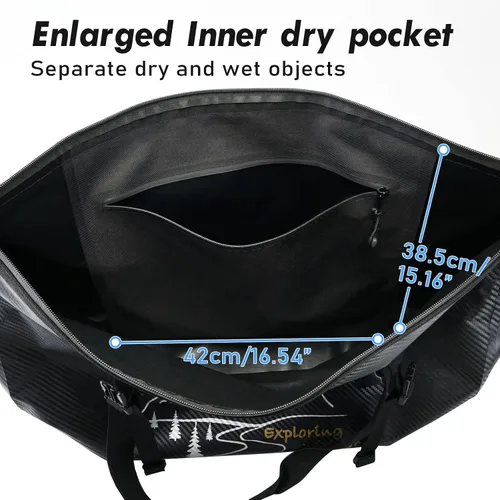 Vista 7 de NICECNC Bolsa de lona seca impermeable 66L, 500D PVC Tail Bag, Tronco, Equipaje universal de viaje de motocicleta, Negro