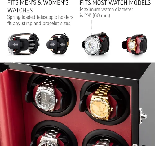 Vista 4 de Enrollador de relojes para 4 relojes con 15 programas de bobinado y 2 cajones de almacenamiento para relojes.