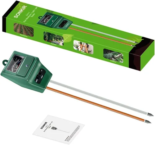 Vista 5 de Sonkir - Medidor de pH de suelo, 3 en 1, humedad/luz/pH, kit de herramientas de jardinería para cuidado de plantas, ideal para jardín, césped
