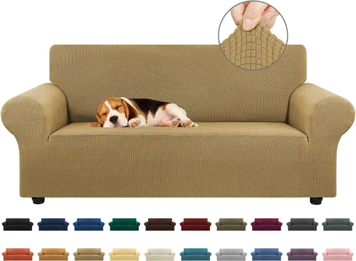 Vista 22 de KEKUOU Funda elástica para sofá biplaza, funda de sofá para sofá de 2 cojines (55-78 pulgadas), protector de muebles con parte inferior elástica