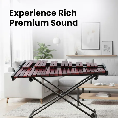 Vista 5 de Gearlux Xilófono de madera de 37 teclas con mazos, soporte ajustable y bolsa de concierto
