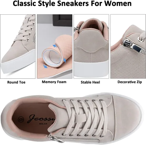 Vista 6 de Jeossy Zapatillas de deporte de moda informales 8017 planas bajas para mujer con cremallera decorativa