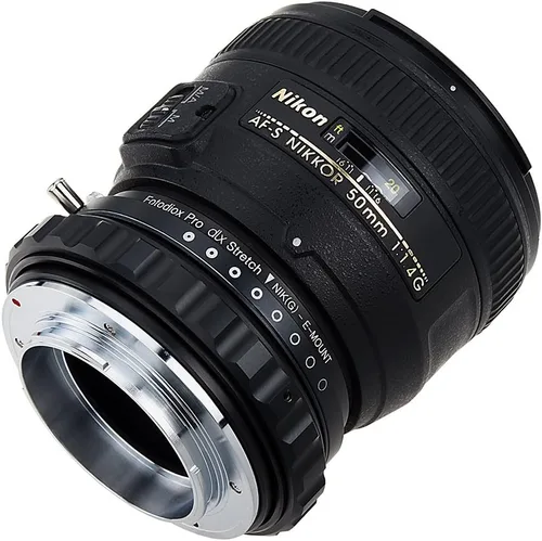 Vista 6 de Fotodiox Adaptador de montaje de lente extensible DLX compatible con lentes Nikon F-mount G-Type a cámaras Sony E-mount