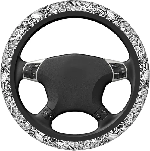 Vista 4 de Funda protectora para volante de automóvil de 15 pulgadas para mujeres y hombres, funda protectora de neopreno antideslizante para volante