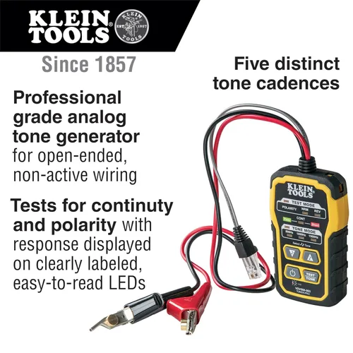 Vista 2 de Klein Tools - Kit de generador de tono y sonda para rastreo de cables VDV500-820, probador de continuidad para cables Ethernet, teléfono, bocina