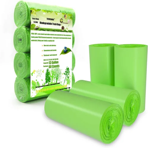 Vista 8 de TECHSHARE Bolsas de basura biodegradables de 1.2 galones, 80 unidades, bolsas de basura compostables, capacidad de 1.5 galones, color verde