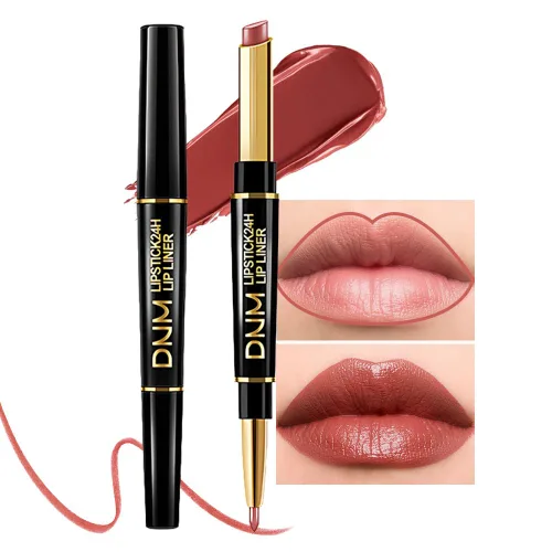 Vista 15 de evpct Juego de 1 lápiz labial y delineador de labios rojo rubí para mujer, kit mate con delineador de labios, manchas de labios duraderas