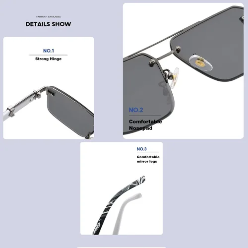 Vista 6 de Bsreyeop Lentes de sol cuadrados de aviador para mujeres y hombres, medio marco, lente de corte de diamante, lentes clásicos degradados
