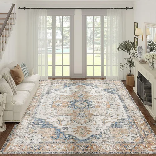 Vista 60 de jinchan Alfombra de Área 2x3 pies Alfombra Vintage de Entrada Lavable Bohemia Tapete Interior para Puerta Medallón Floral Tapete Pequeño para Puerta