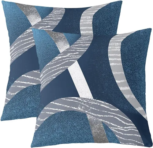 Vista 20 de Castle Fairy Juego de 2 fundas de almohada modernas con estampado de líneas geométricas de doble cara de 16 x 16 pulgadas, color gris, negro y rojo