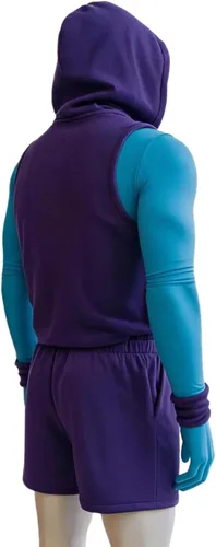 Vista 4 de Disfraz de esqueleto de rey para cosplay, conjunto de pantalones Conjunto completo de ropa deportiva con capucha de Skeleton King, color morado