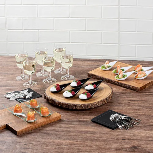 Vista 7 de Restaurantware - Cucharas de lágrima de 4 x 2 pulgadas, 20 cucharas de aperitivo - Cuenca desechable, con sangría, cucharas de degustación de Negro