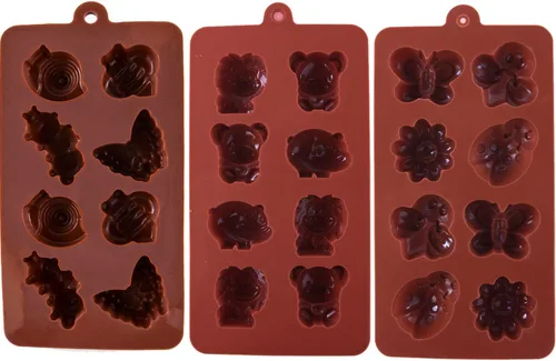 Vista 2 de Moldes de silicona antiadherentes para chocolate, moldes de jabón, kit de fabricación de moldes de silicona para hornear, juego de 3 temas de bosque