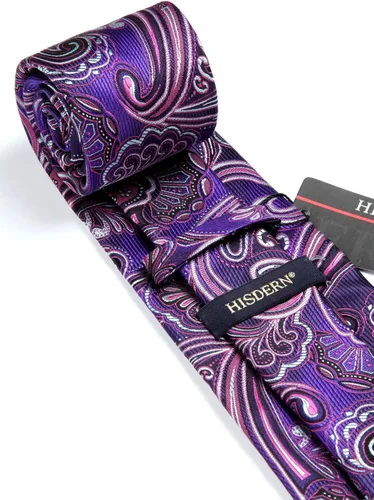 Vista 69 de HISDERN Corbatas para hombre, corbata de cachemira y bolsillo cuadrado tejido clásico floral para hombre, corbata de fiesta de boda