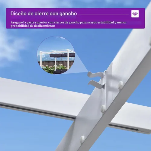 Vista 8 de PURPLE LEAF Pergola retráctil de 10 x 10 pies, pérgola blanca, toldo extra, azul marino