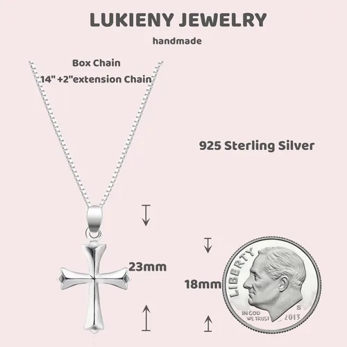 Vista 4 de Dainty Sterling Silver Cross Necklace for Girls First Communion Gifts for Girls Confirmation Gifts for Teenage Girl Baptism Gifts for Girl