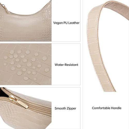 Vista 7 de LOVEVOOK Bolso de hombro para mujer, monedero pequeño con patrón de cocodrilo, bolso de mano de cuero vegano pequeño monedero lindo mini bolso