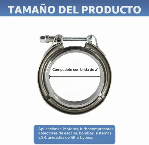 Vista 2 de Abrazadera de banda en V de 2" con acero inoxidable del reborde para bajantes del escape de Turbo