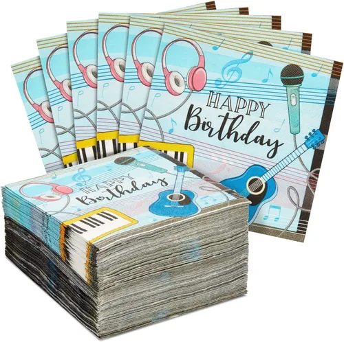 Vista 20 de BLUE PANDA Servilletas de 30 cumpleaños – 5 x 5 pulgadas, 3 capas, 50 unidades, negro y dorado – Servilletas estampadas con texto en inglés «Cheers