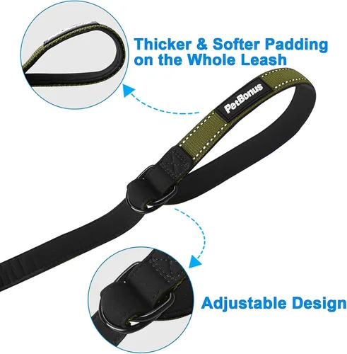 Vista 3 de PetBonus Correa corta para perro, correa de seguridad para correa retráctil para perro, diseño reflectante y mango acolchado suave ajustable, capa